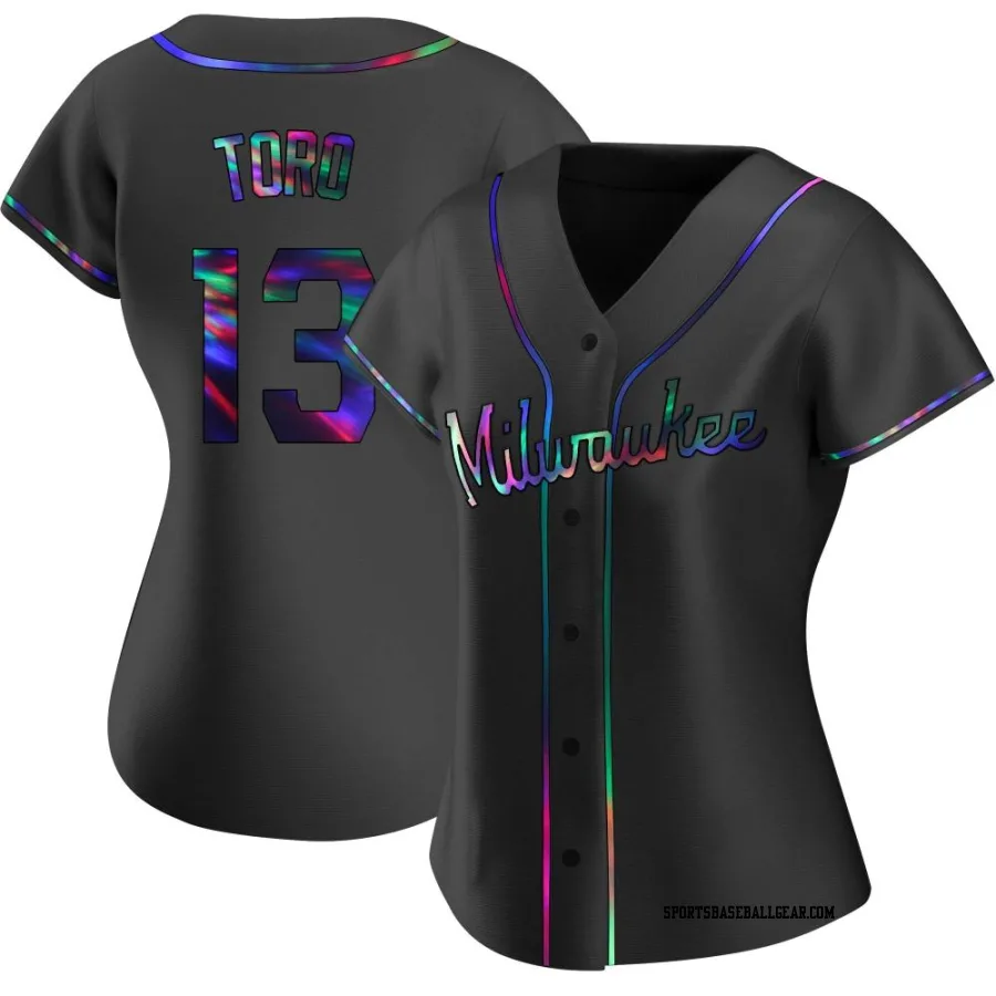 Abraham Toro Women's Milwaukee Brewers Black Holographic Replica Alternate Jersey