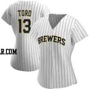 Abraham Toro Women's Milwaukee Brewers White/Navy Authentic Alternate Jersey