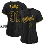 Abraham Toro Women's Oakland Athletics Black Authentic Snake Skin City Jersey