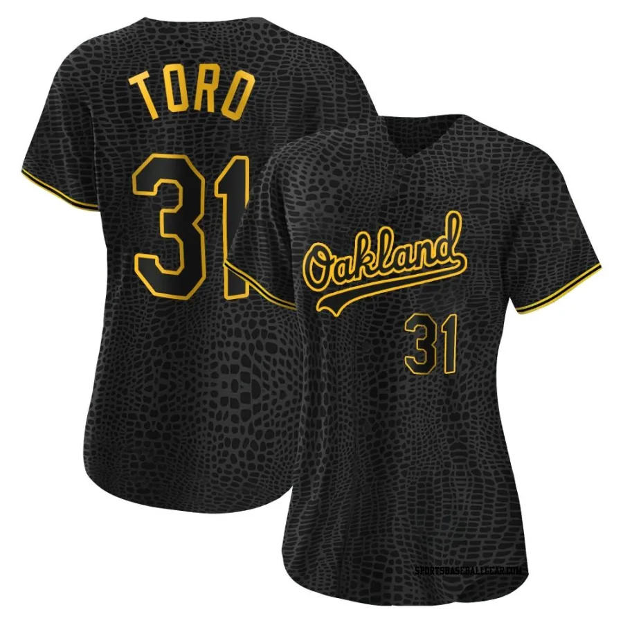 Abraham Toro Women's Oakland Athletics Black Authentic Snake Skin City Jersey