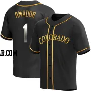 Adael Amador Men's Colorado Rockies Black Golden Replica Alternate Jersey