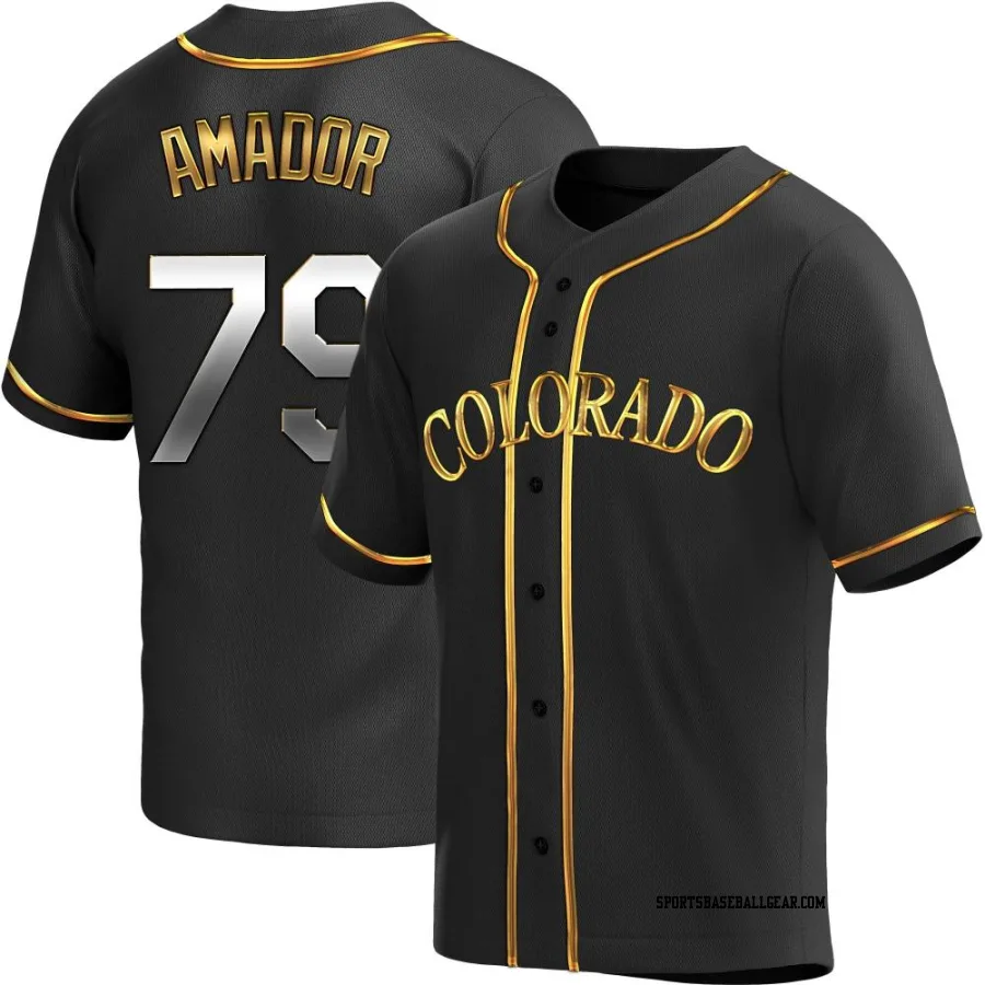 Adael Amador Men's Colorado Rockies Black Golden Replica Alternate Jersey