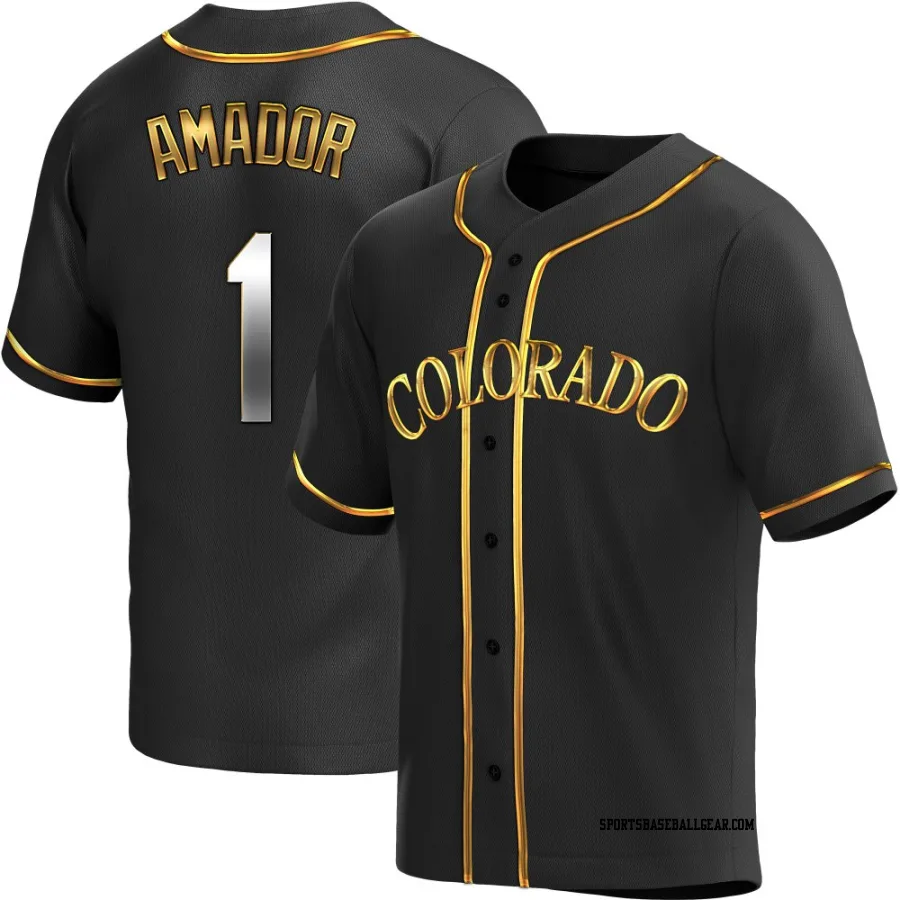 Adael Amador Men's Colorado Rockies Black Golden Replica Alternate Jersey