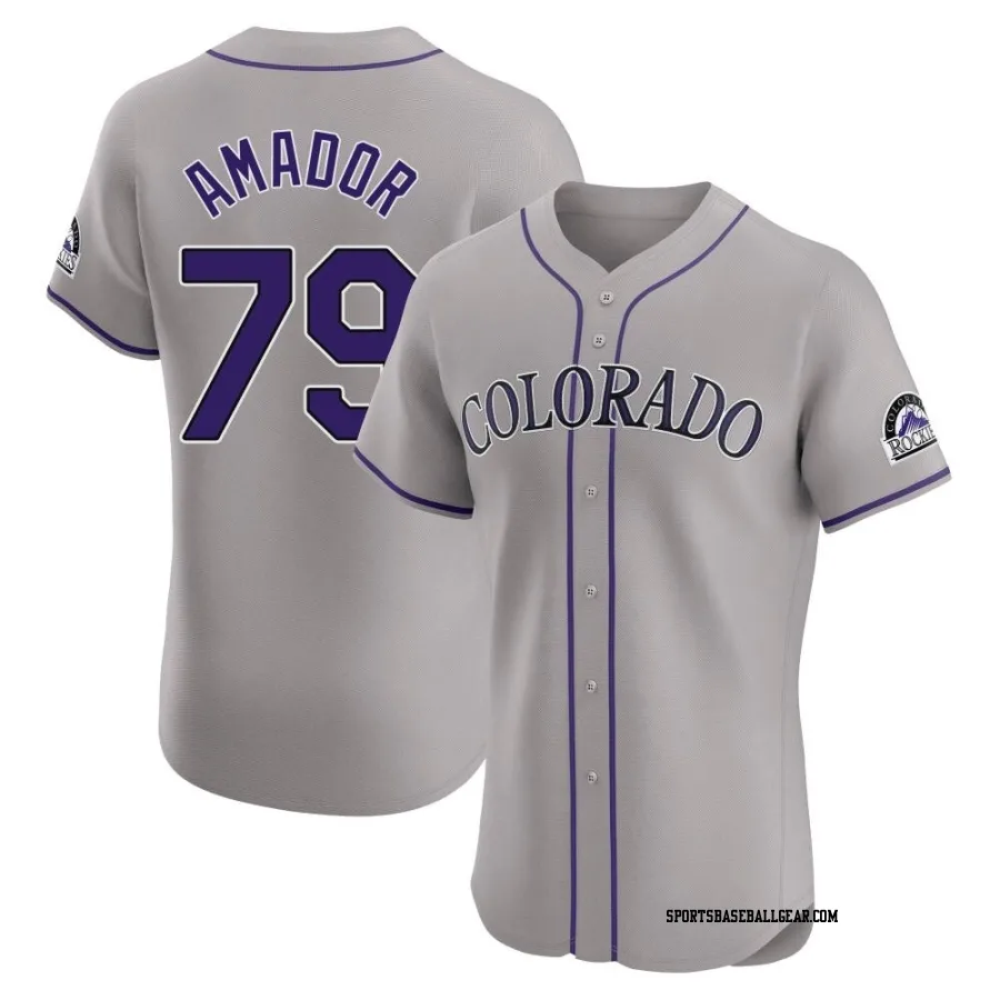 Adael Amador Men's Colorado Rockies Gray Elite Road Jersey