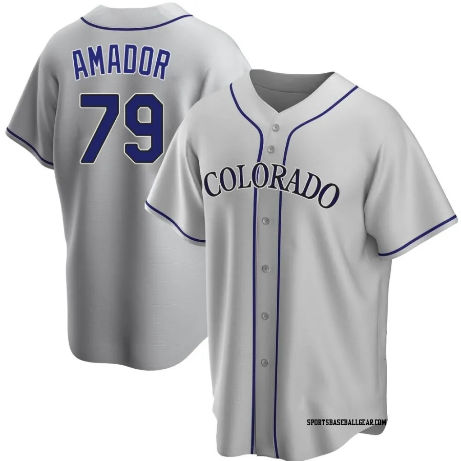 Adael Amador Men's Colorado Rockies Gray Replica Road Jersey