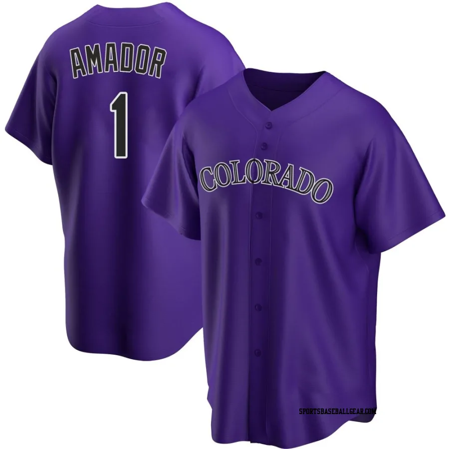 Adael Amador Men's Colorado Rockies Purple Replica Alternate Jersey