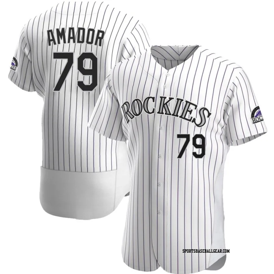 Adael Amador Men's Colorado Rockies White Authentic Home Jersey