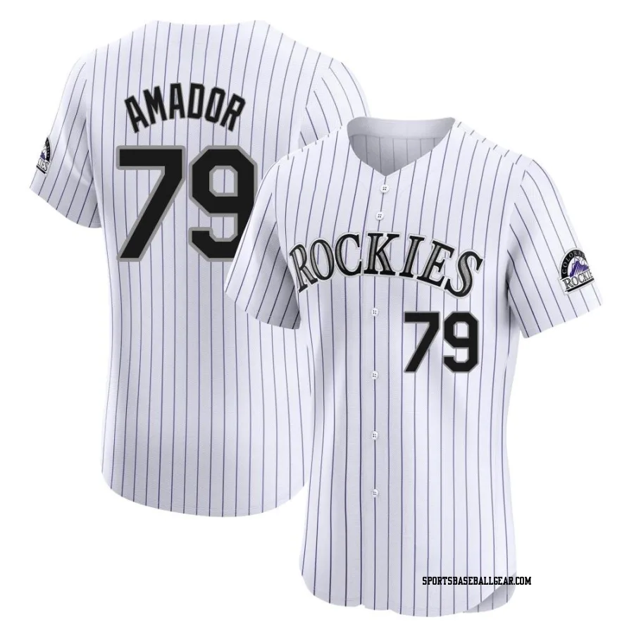 Adael Amador Men's Colorado Rockies White Elite Home Jersey