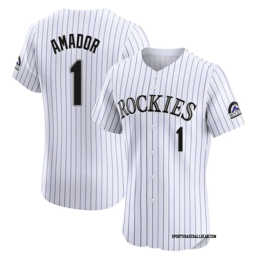 Adael Amador Men's Colorado Rockies White Elite Home Jersey