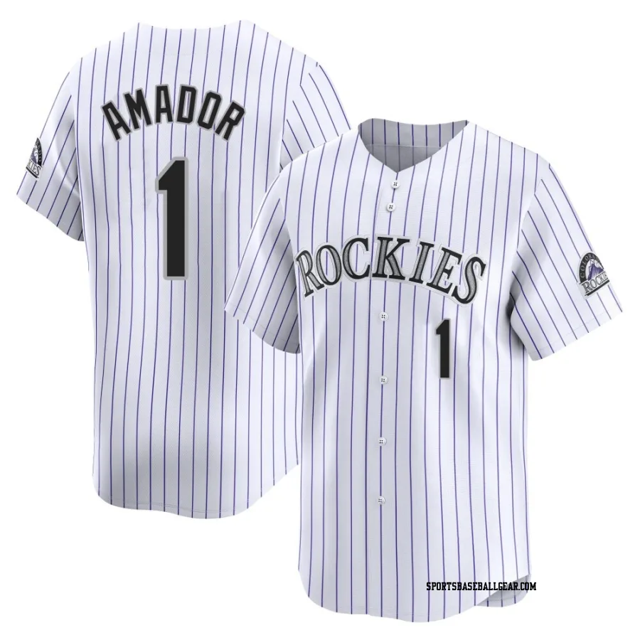 Adael Amador Men's Colorado Rockies White Limited Home Jersey