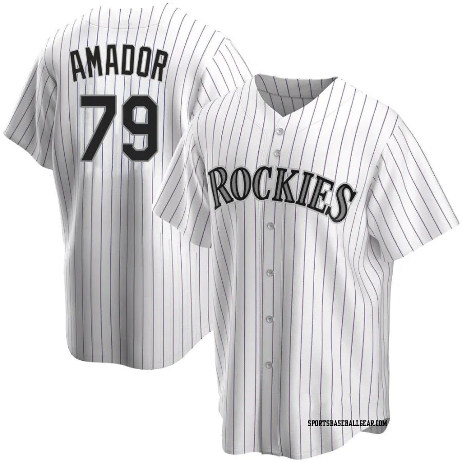 Adael Amador Men's Colorado Rockies White Replica Home Jersey