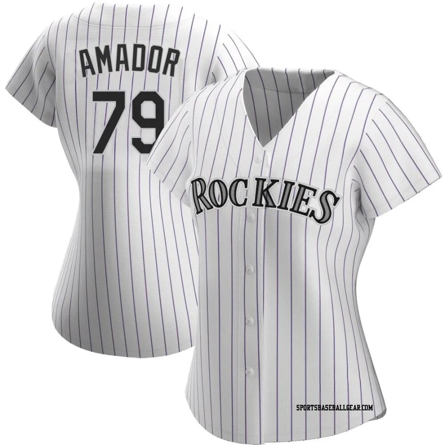 Adael Amador Women's Colorado Rockies White Replica Home Jersey