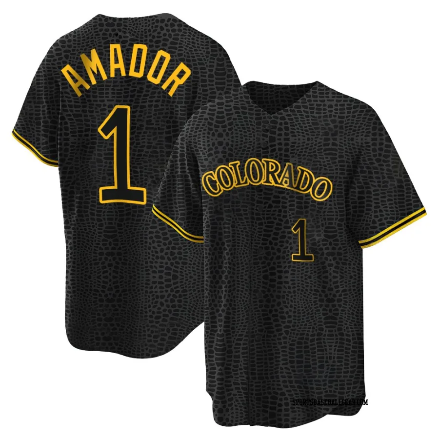 Adael Amador Youth Colorado Rockies Black Replica Snake Skin City Jersey