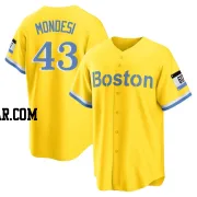 Adalberto Mondesi Men's Boston Red Sox Gold/Light Replica Blue 2021 City Connect Player Jersey