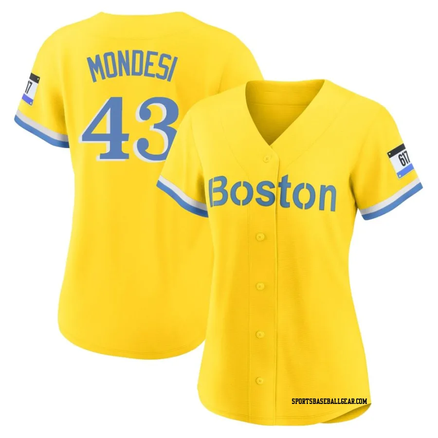 Adalberto Mondesi Women's Boston Red Sox Gold/Light Replica Blue 2021 City Connect Player Jersey