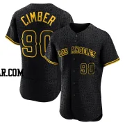 Adam Cimber Men's Los Angeles Angels Black Authentic Snake Skin City Jersey