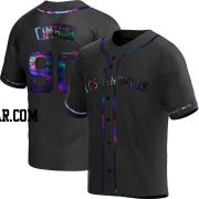 Adam Cimber Men's Los Angeles Angels Black Holographic Replica Alternate Jersey