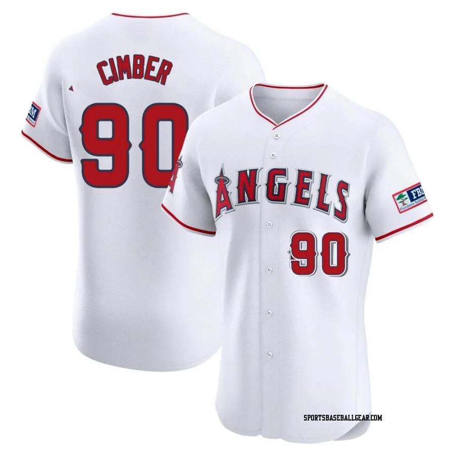 Adam Cimber Men's Los Angeles Angels White Elite Home Patch Jersey