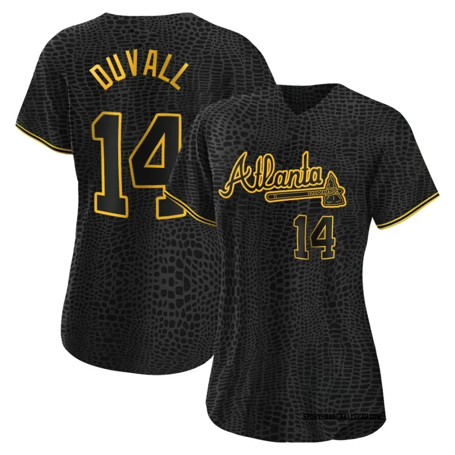 Adam Duvall Women's Atlanta Braves Black Replica Snake Skin City Jersey