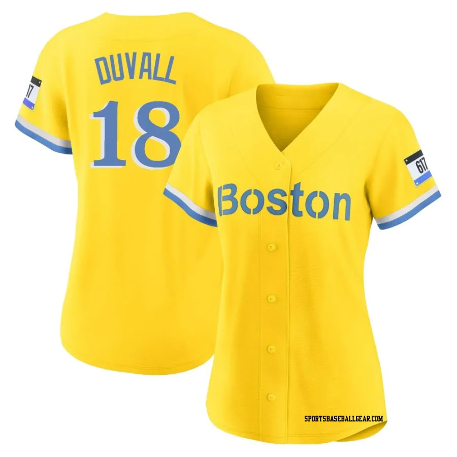 Adam Duvall Women's Boston Red Sox Gold/Light Authentic Blue 2021 City Connect Player Jersey