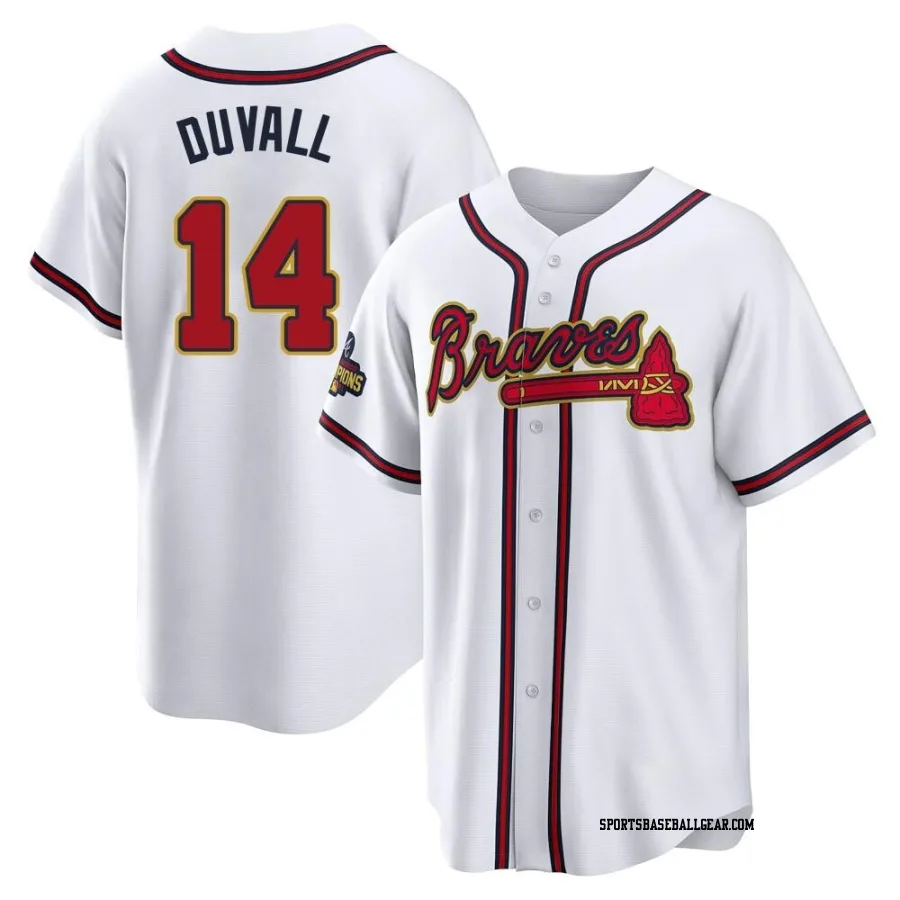 Adam Duvall Youth Atlanta Braves Gold Replica White 2022 Program Jersey