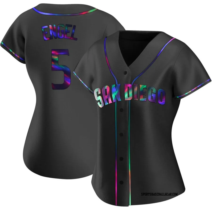 Adam Engel Women's San Diego Padres Black Holographic Replica Alternate Jersey