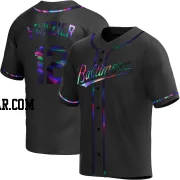 Adam Frazier Men's Baltimore Orioles Black Holographic Replica Alternate Jersey