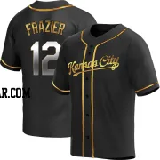 Adam Frazier Men's Kansas City Royals Black Golden Replica Alternate Jersey