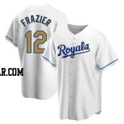 Adam Frazier Men's Kansas City Royals Gold Replica White Home Jersey