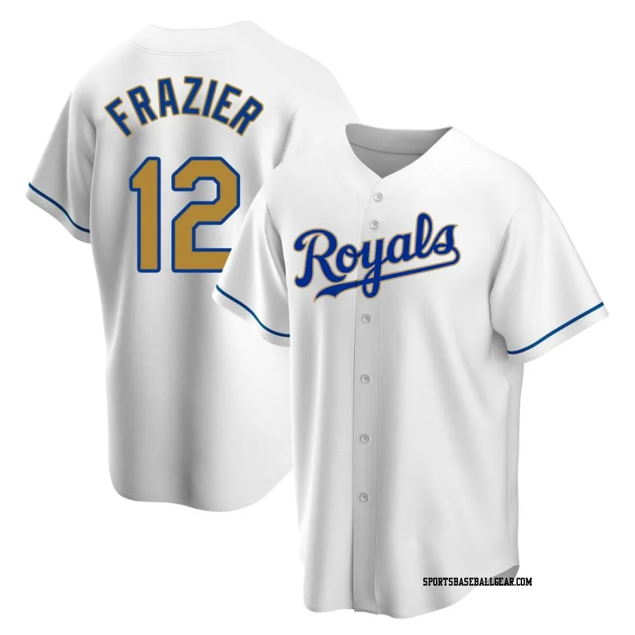 Adam Frazier Men's Kansas City Royals Gold Replica White Home Jersey