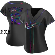 Adam Frazier Women's Baltimore Orioles Black Holographic Replica Alternate Jersey