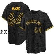 Adam Macko Men's Toronto Blue Jays Black Replica Snake Skin City Jersey