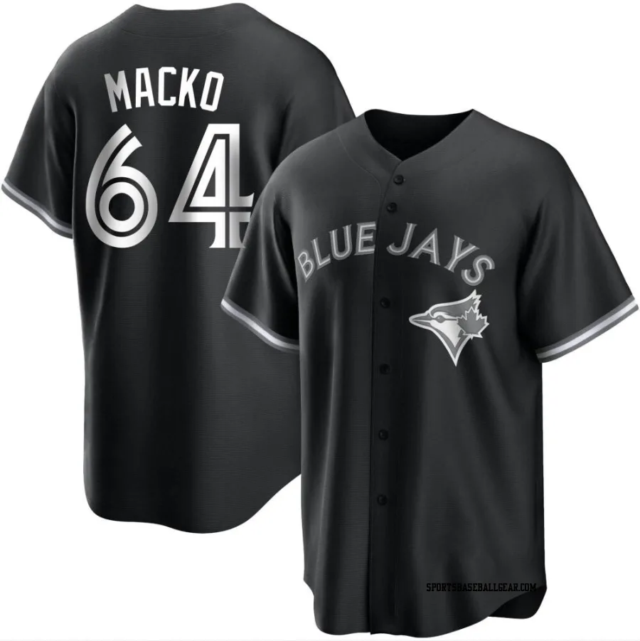 Adam Macko Men's Toronto Blue Jays Black/White Replica Jersey