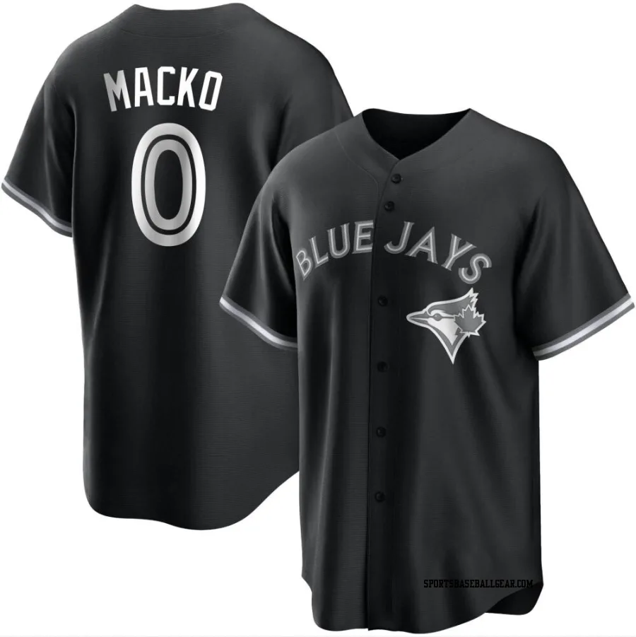 Adam Macko Men's Toronto Blue Jays Black/White Replica Jersey