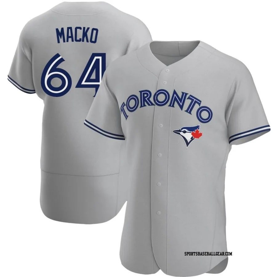 Adam Macko Men's Toronto Blue Jays Gray Authentic Road Jersey