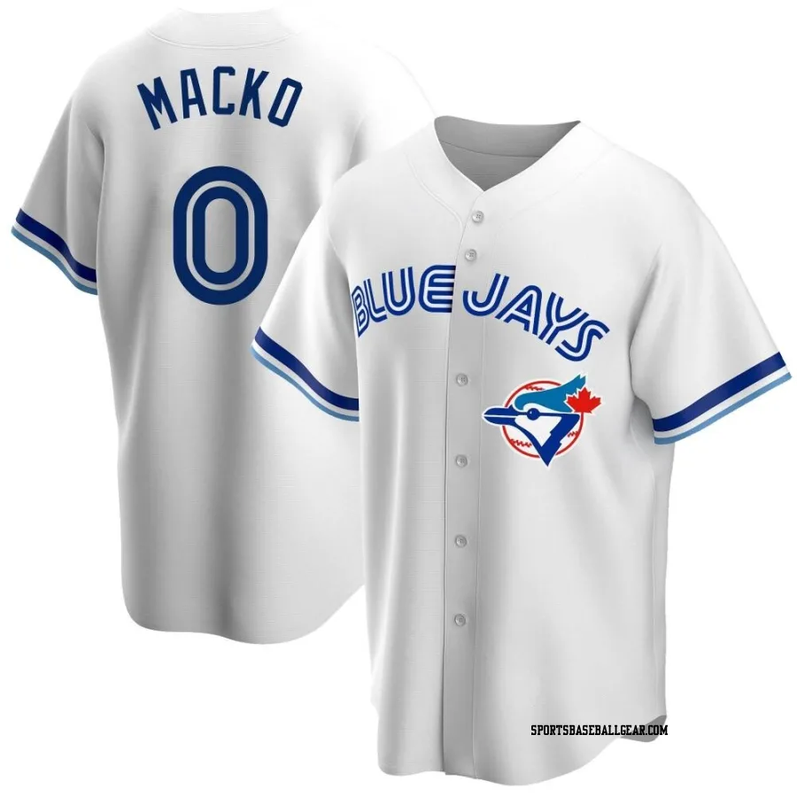 Adam Macko Men's Toronto Blue Jays White Replica Home Cooperstown Collection Jersey