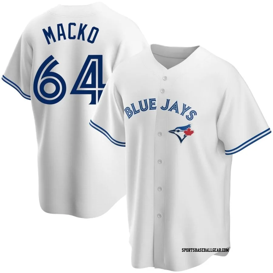 Adam Macko Men's Toronto Blue Jays White Replica Home Jersey