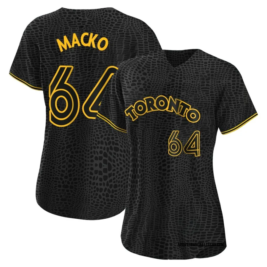 Adam Macko Women's Toronto Blue Jays Black Authentic Snake Skin City Jersey