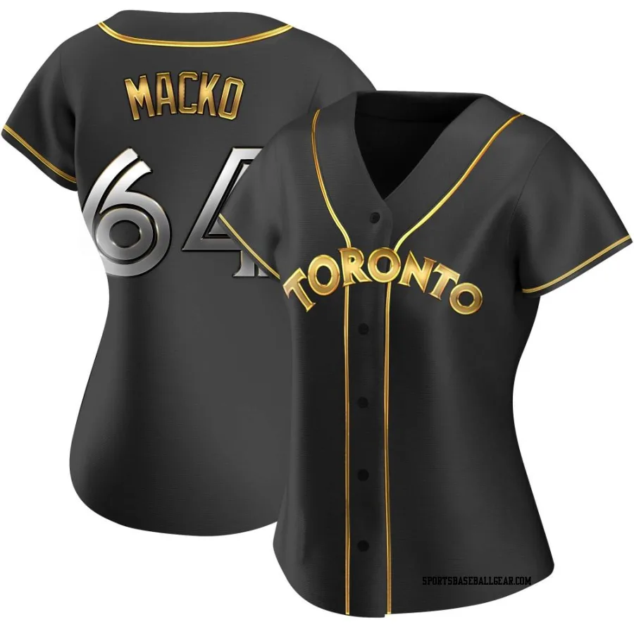 Adam Macko Women's Toronto Blue Jays Black Golden Replica Alternate Jersey