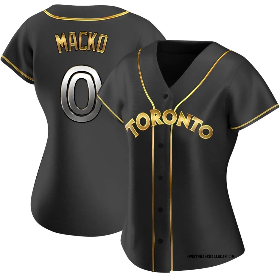 Adam Macko Women's Toronto Blue Jays Black Golden Replica Alternate Jersey