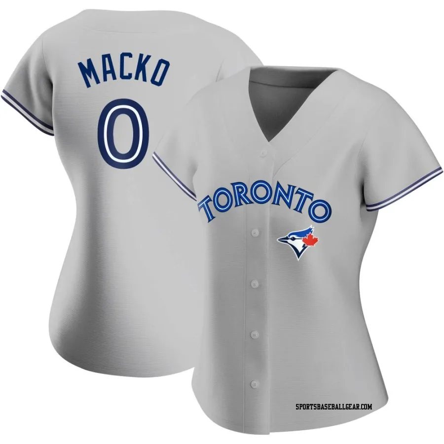 Adam Macko Women's Toronto Blue Jays Gray Replica Road Jersey