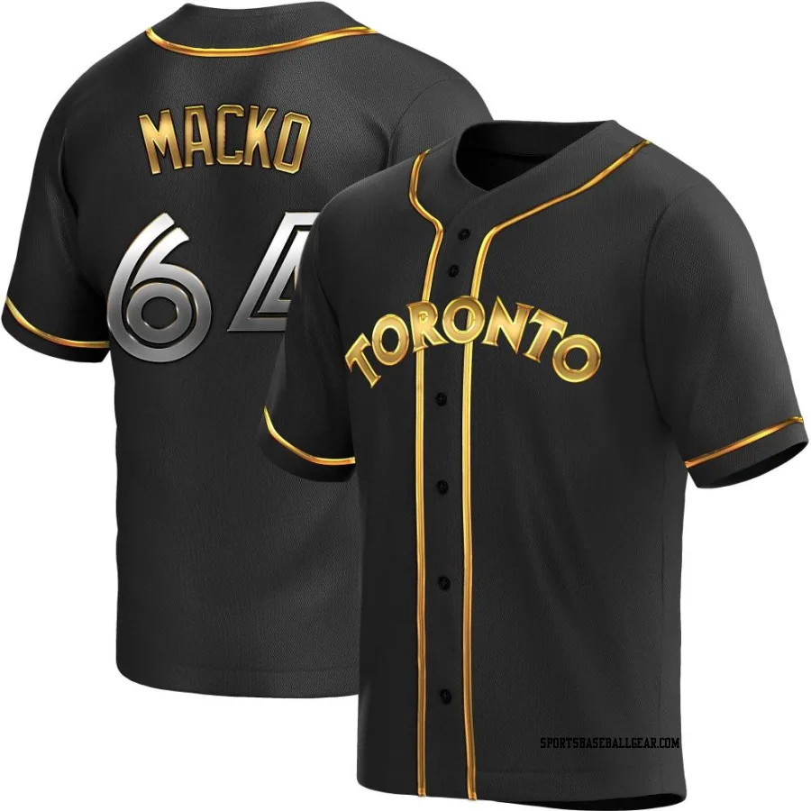 Adam Macko Youth Toronto Blue Jays Black Golden Replica Alternate Jersey