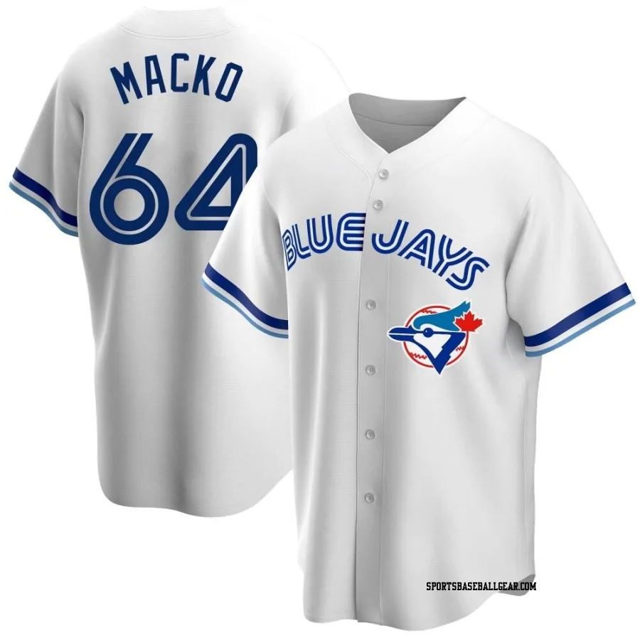 Adam Macko Youth Toronto Blue Jays White Replica Home Cooperstown Collection Jersey