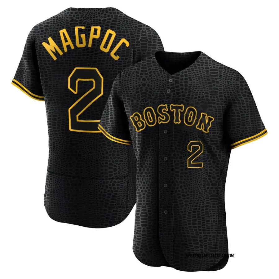 Adam Magpoc Men's Boston Red Sox Black Authentic Snake Skin City Jersey