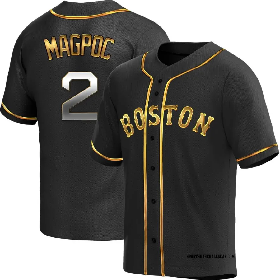 Adam Magpoc Men's Boston Red Sox Black Golden Replica Alternate Jersey