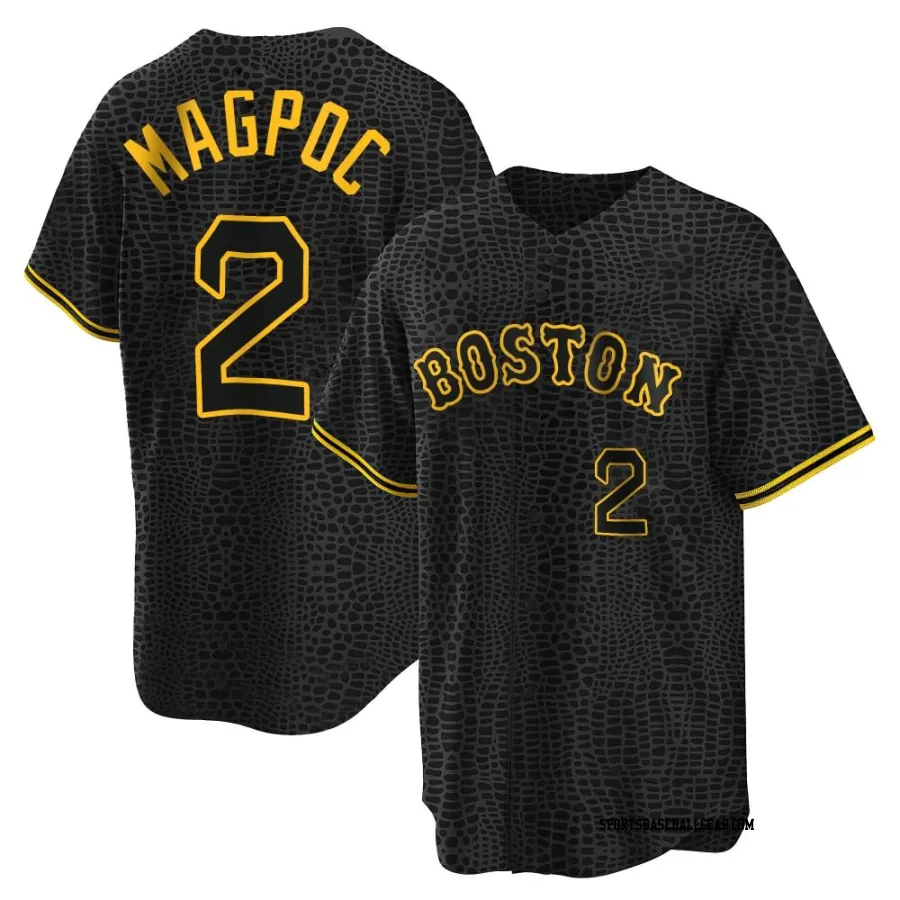 Adam Magpoc Men's Boston Red Sox Black Replica Snake Skin City Jersey