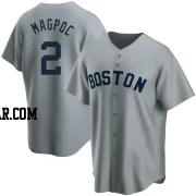 Adam Magpoc Men's Boston Red Sox Gray Replica Road Cooperstown Collection Jersey