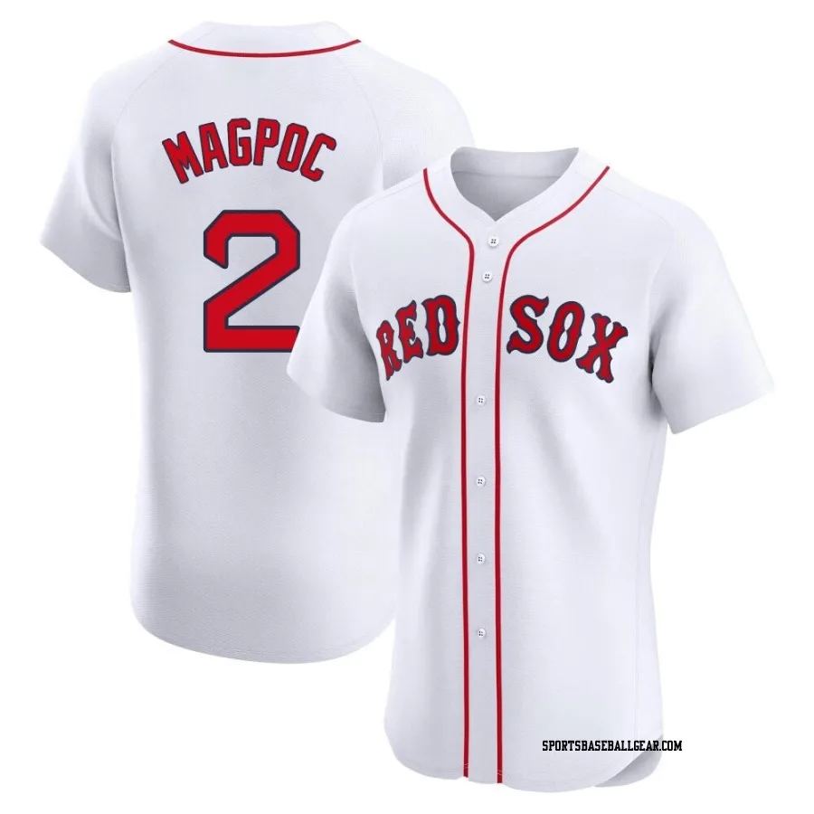 Adam Magpoc Men's Boston Red Sox White Elite Home Patch Jersey