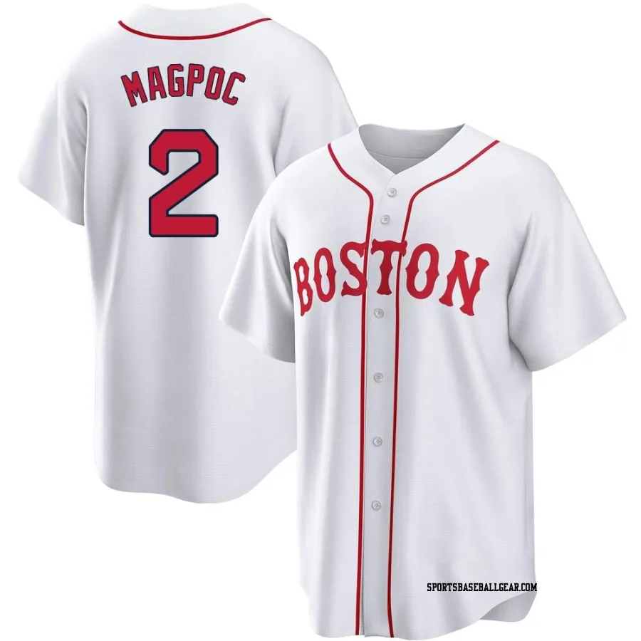 Adam Magpoc Youth Boston Red Sox White Replica 2021 Patriots' Day Jersey