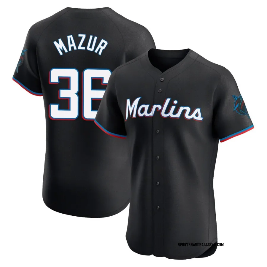 Adam Mazur Men's Miami Marlins Black Elite Alternate Vapor Premier Jersey